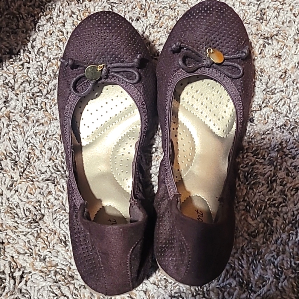 Brown suede flats
